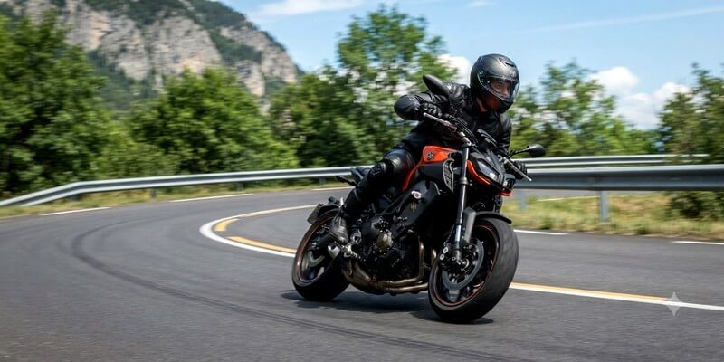 Motard dans un virage