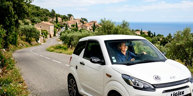 Jeune femme qui conduit une voiture sans permis